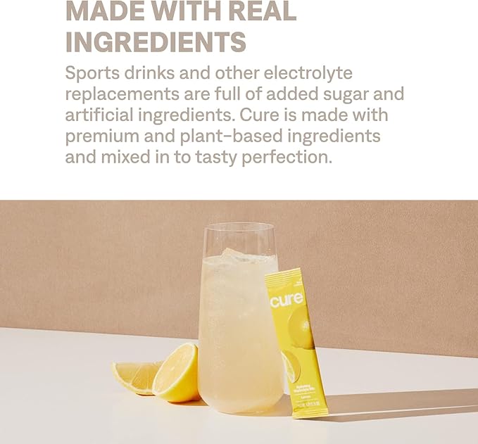 Cure Hydration | Plant-Based Electrolyte Drink Mix | No Added Sugar | Dehydration Relief Powder Made with Coconut Water | Non-GMO | Vegan | 28 Servings Jar - Lemonade-VivaGrace Women