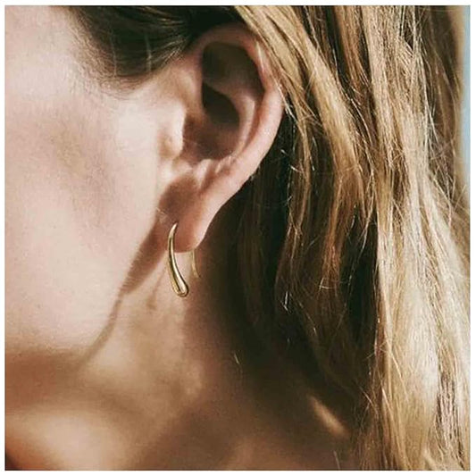 Water Tear Drop Earrings Abstract Droplet Hoop Earrings Gold Hook Threader Earrings Minimalist Drop Dangle Earrings Jewelry for Women and Girls Gifts-VivaGrace Women