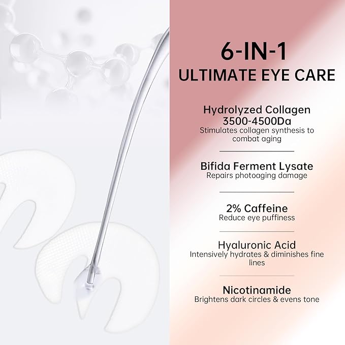 Novoy 15 Pairs Bio-Collagen Real Deep Eye Patches - 6-in-1 Retinol Overnight Eye Patches for Dark Circles, Puffiness & Wrinkles | 2% Caffeine+Hyaluronic+Niacinamide, Korean Popular Eye Mask - ROSE-VivaGrace Women