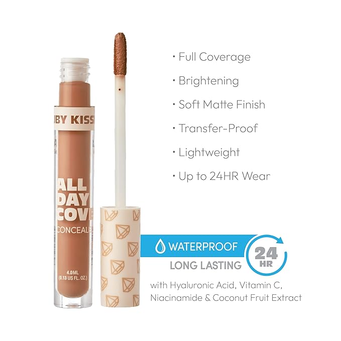 Ruby Kisses All Day Concealer Lightweight Full Coverage Multi-Use Concealer 0.13 Fl Oz (Fawn)-VivaGrace Women