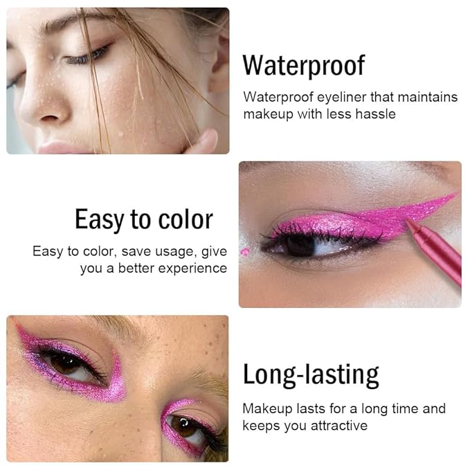 evpct Pearl Peach Red Gel Eyeliner Pencil for Women Waterline Waterproof Smudge Proof Eye Makeup Liners, Red Mascara Eye Liner Gel Liner Eyeliner with Sharpener delineador de ojos contra el agua 04