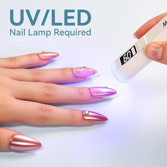 Makartt Gel Top Coat for Chrome Nail Powder - 2 Pcs 15ml Clear No Wipe High Gloss Top Coat Gel Nail Polish Mirror Shine Long Lasting Easy Application, Soak off UV Lamp, DIY Home Salon Art Design-VivaGrace Women