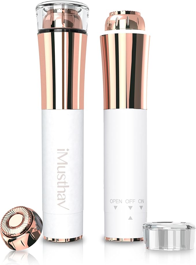 Portable Facial Hair Remover for Women – Painless, Fast & Precise Flawless Electric Razor & Epilator for Face, Lips, Chin Hair Removal – 18K Gold-Plated, 360° LED Light-VivaGrace Women