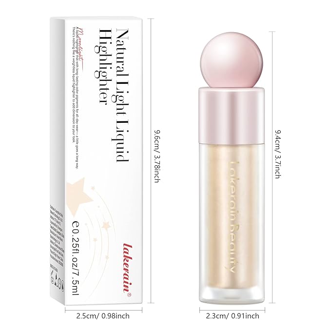 Liquid Highlighter Makeup, Natural Silky Shimmer Finish Liquid Face Highlighter, Highly Pigmented, Lightweight, Blendable, Soft Cream Highlighter For Face (#01 White Gold Shimmer)-VivaGrace Women