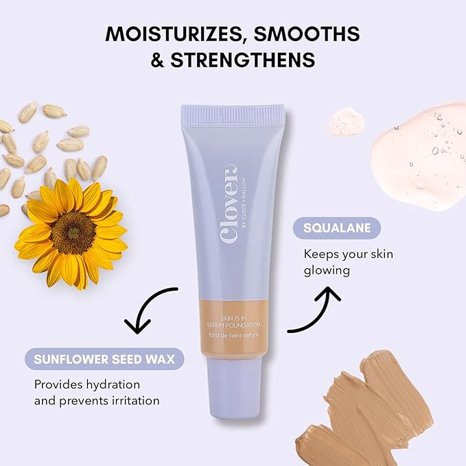 Clover Skin Is In Serum Foundation | Hydrating Face Serum, Lightweight Foundation, Cruelty-Free & Vegan | With Squalane And Sunflower Seed Wax | 30 ml - Shade 05 (Light)-VivaGrace Women