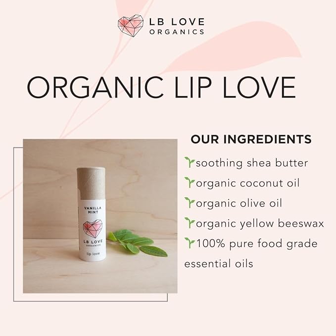 Plastic Free Lip Love | Jumbo Organic Lip Balm | Organic Beeswax and Plant Based | Zero Waste Natural Lip Balm (Vanilla Mint)-VivaGrace Women