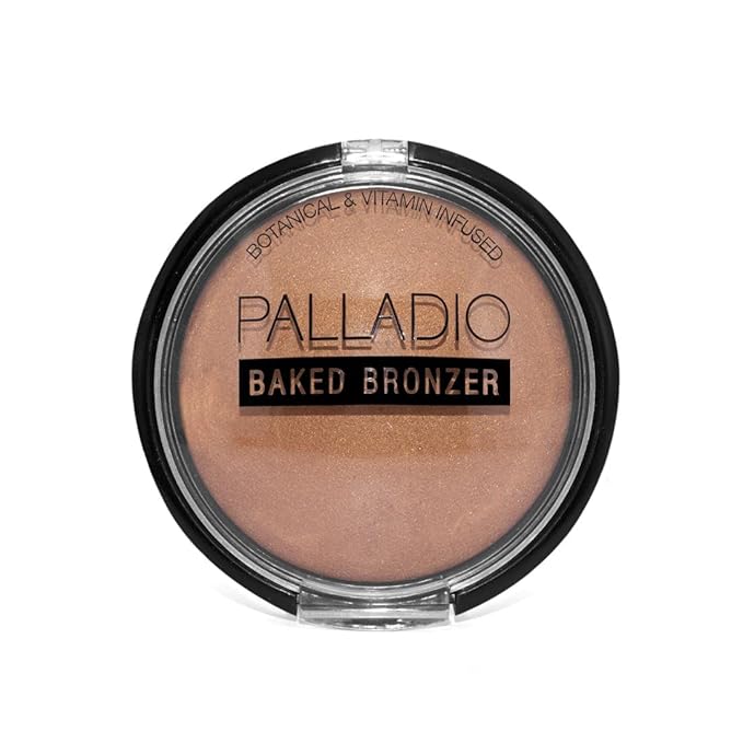 Palladio Baked Bronzer, Highly Pigmented and Easy to Blend, Shimmery Bronzed Glow, Use Dry or Wet, Lasts all day long, Provides Rich Tanning Color Finish, Powder Compact, Caribbean Tan-VivaGrace Women