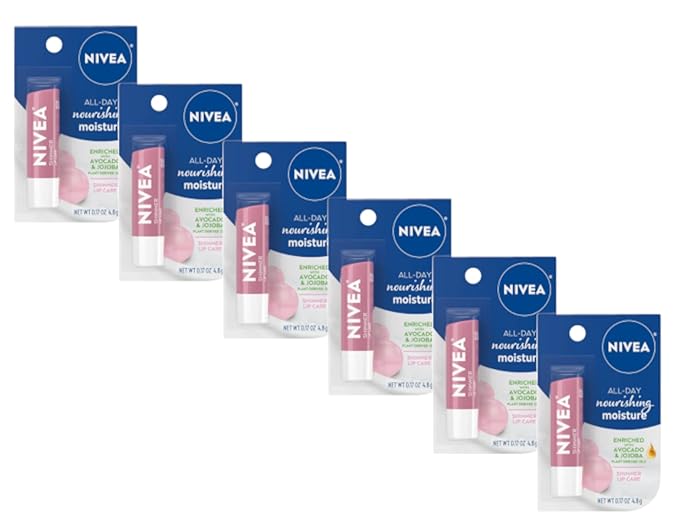 NIVEA A Kiss of Shimmer Radiant Lip Care 0.17 oz (Pack of 6)-VivaGrace Women