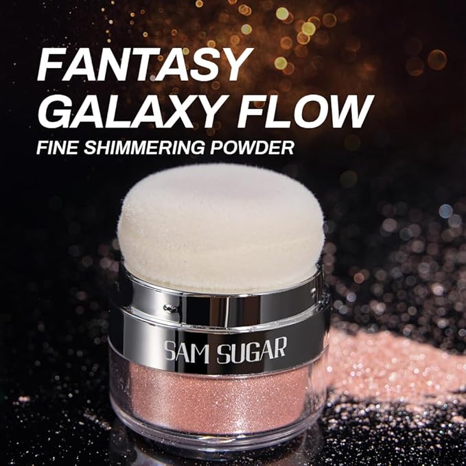 Glitter Body Highlighter Powder Body Shimmer Sparkle Face Brightening Highlighter Powder for Face Eyes Body Glow Makeup With sponge head（01#）-VivaGrace Women