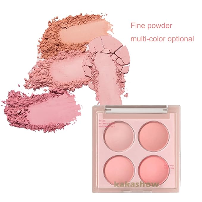 Matte Blush Powder Palette, Blending Mood Cheek, 4 Blendable Shades Korean Fairy Pink Blusher in Lightweight Smooth Powder, Vegan Makeup (Strawberry 1#, 1.84 ounces)-VivaGrace Women