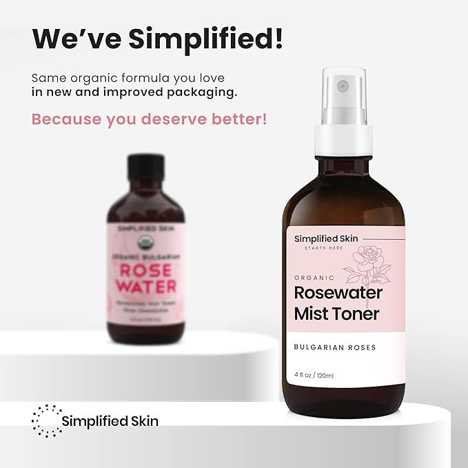 Rose Water Spray for Face & Hair - Organic USDA Certified Rosewater Facial Toner - Alcohol-Free Makeup Setting Hydrating Face Mist - Anti-Aging Toner Spray - 2 Pack-VivaGrace Women
