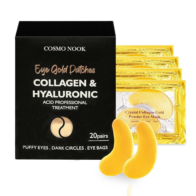 Under Eye Patches (20 Pairs) - Golden Eye Mask with Amino Acid & Collagen, Cooling Eye Care for Wrinkles, Puffy Eyes & Dark Circles, Skincare Treatment for Men & Women-VivaGrace Women