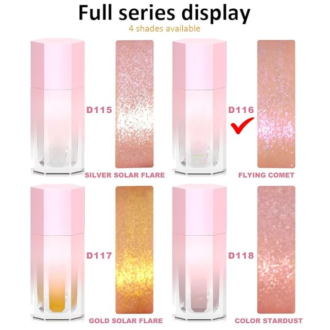 evpct Mermaid Pink Highlighter Makeup Liquid Blue Purple Green Glitter Iridescent Face Festival Highlighter Makeup Waterproof Long Lasting Halographic Shimmer Body Highlighter makeup Palette Stick-VivaGrace Women