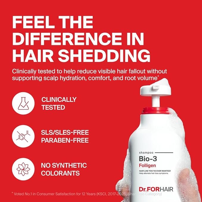 Dr.FORHAIR Bio-3 Folligen Shampoo 500 ml/16.91 fl. oz. | Hair Strengthening and Volumizing | Revitalizes and Moisturizes-VivaGrace Women