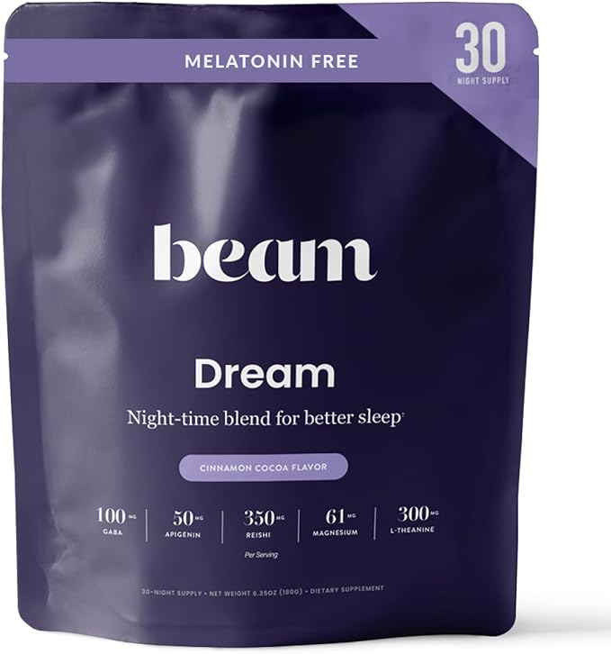Beam Dream Sleep Powder, Sleep Supplement, Sleep Aids for Adults, Melatonin Free, Contains Magnesium, L Theanine, Apigenin, Natural Sleep Aid, Vegan, Non GMO, Dairy Free, 3rd Party Tested, 30 Servings-VivaGrace Women