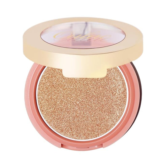 Oulac Shimmery Blush Makeup| 2 in 1 Powdery Cream Blush & Highlighter| Golden Hour Makeup Bronzer Illuminating | Rich Colors &Blendable | Vegan & Cruelty-Free| F08 Glow Gold 4.8g-VivaGrace Women