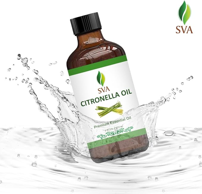SVA Citronella Essential Oil – 4 Fl Oz – 100% Natural Citronella Oil - for Diffuser, Hair Care, Face, Skin Care, Aromatherapy, Scalp and Body Massage, Soap and Candle Making - with Dropper-VivaGrace Women