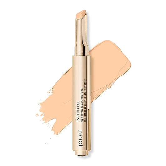 Jouer Essential High Coverage Concealer Pen - Under Eye Concealer for Dark Circles - Brightening Makeup for Eye Circles - Color Corrector Eye Primer with Hyaluronic Acid and Vitamin E-VivaGrace Women