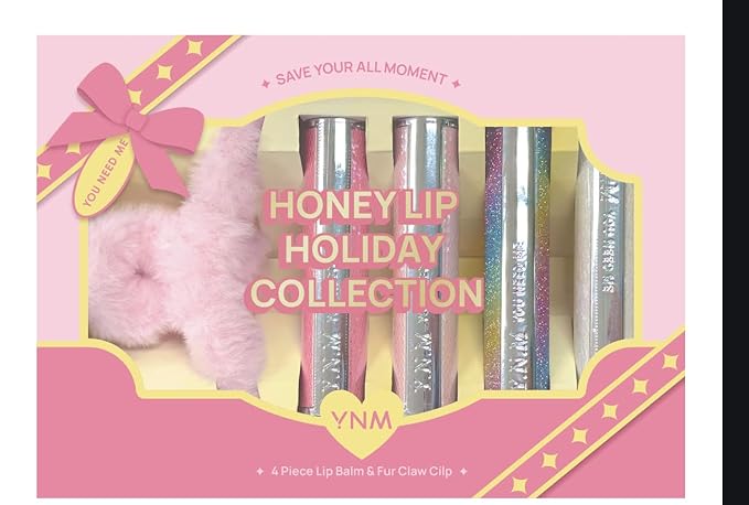Honey Lip Holiday Collection, lip balm 4set & Hair Clip Gift, Rainbow Honey, Candy Honey, EWG Lip Balm-VivaGrace Women