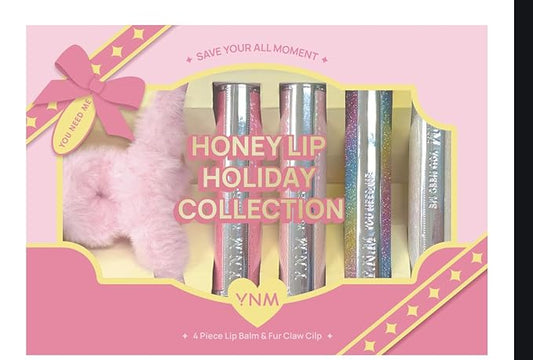 Honey Lip Holiday Collection, lip balm 4set & Hair Clip Gift, Rainbow Honey, Candy Honey, EWG Lip Balm-VivaGrace Women