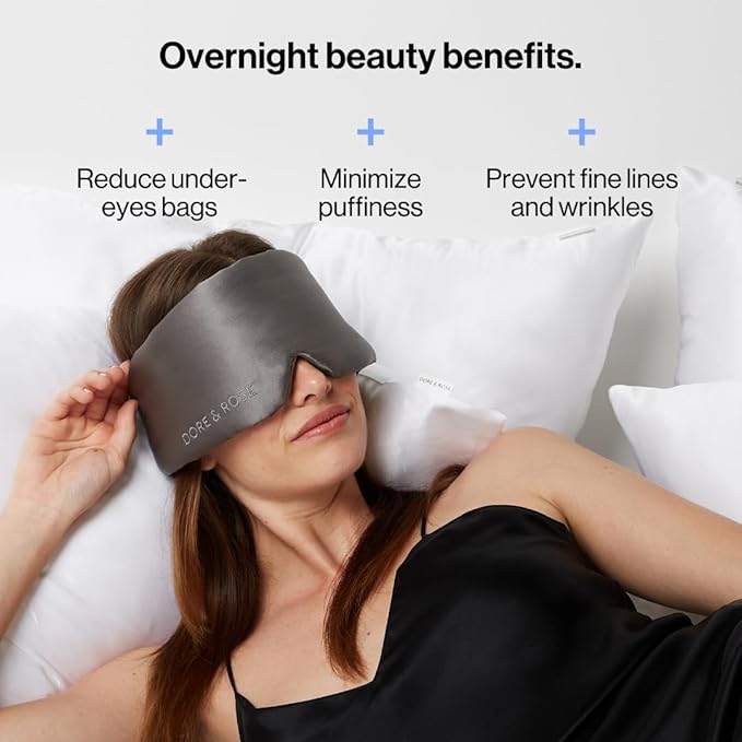 Dore & Rose Deep Sleep Mask Light Blocking, 23 Momme Mulberry Silk Eye Mask, Ultra Soft, Adjustable - Travel Sleeping Mask for Men & Women - Charcoal-VivaGrace Women