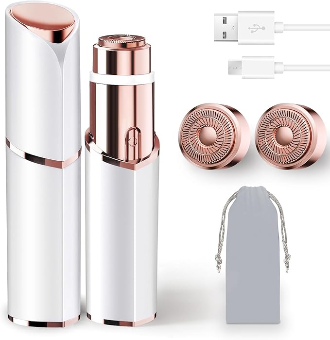 Facial Hair Removal for Women, Portable Lady Shaver, Rechargeable Painless Hair Remover for Face, Upper Lips, Chin, Peach Fuzz-VivaGrace Women
