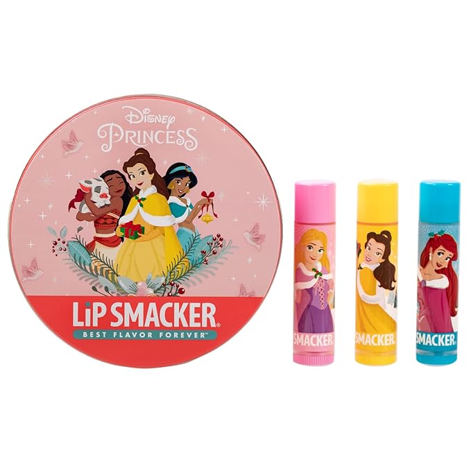 Lip Smacker Disney Princess Lip Balm Tin Trio Rapunzel, Belle, Ariel-VivaGrace Women