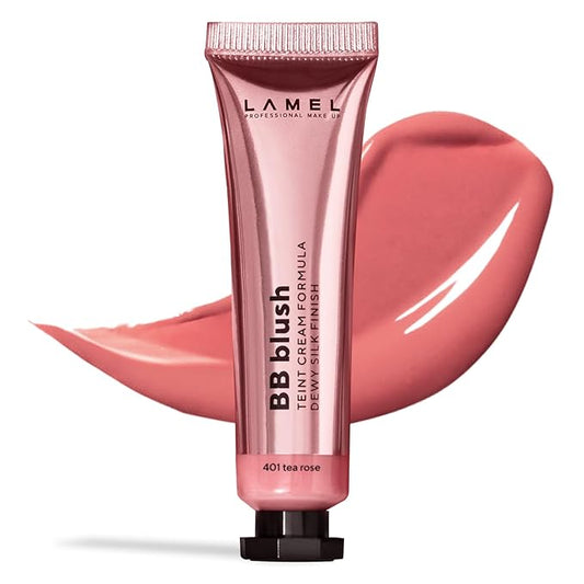 Lamel BB Blush Cheek Makeup - Lightweight and Long Lasting Liquid Blush - Blendable Cream Blush for Cheeks, Natural Finish Cream Contour - Nude Liquid Blush, 401 (Tea Rose) -10ml/0,33fl.oz-VivaGrace Women