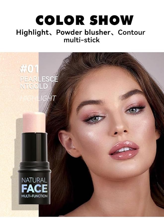 3 Pcs Face Contour Sticks Set, Shades with Highlighter & Contour & Blush Sculpted Complexion Wand Contour Long Lasting Natural Buildable Highlighters Contour Contouring Bronzer (01, 05, 06)-VivaGrace Women