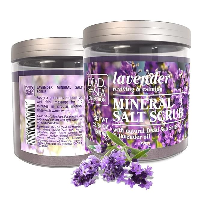Dead Sea Collection Lavender Salt Scrub – Exfoliating Body Scrub for Women – Moisturizing and Nourishing Skin – with Pure Oils and Dead Sea Minerals (23.28 Oz)-VivaGrace Women