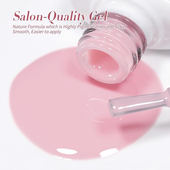 Born Pretty Jelly Pink Gel Nail Polish Set,Nude Pink Translucent Gel Polish,6 Transparent Sheer Colors Soak Off U V Light Cure Gel Polish Kit Nail Art Manicure DIY Kit Home Salon 7ML-VivaGrace Women