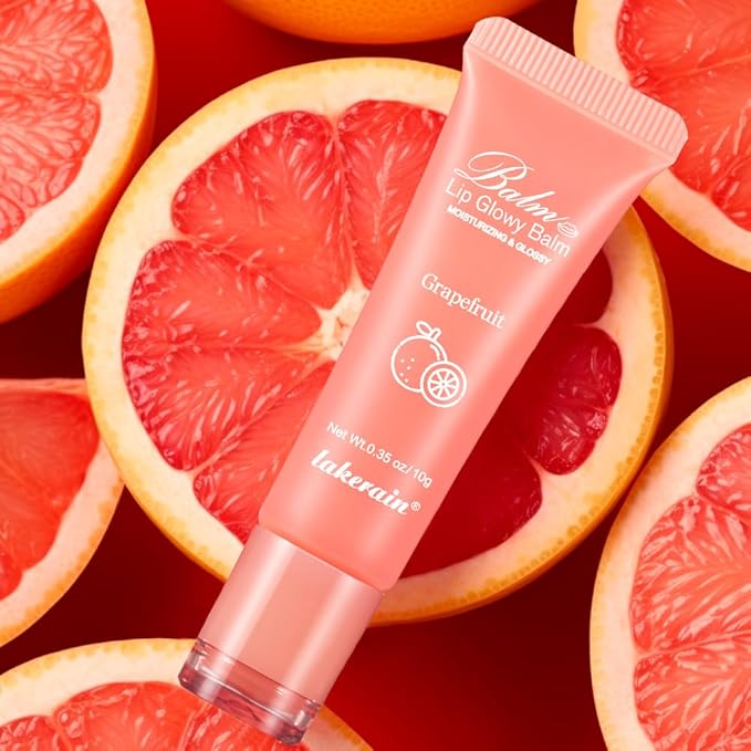 Hydrating Lip Butter Balm for a Glossy Finish and Lip Glow - Lip Glowy Balm with Summer-worthy Fragrance | Vegan Lip Care (#3-Grapefruit)-VivaGrace Women
