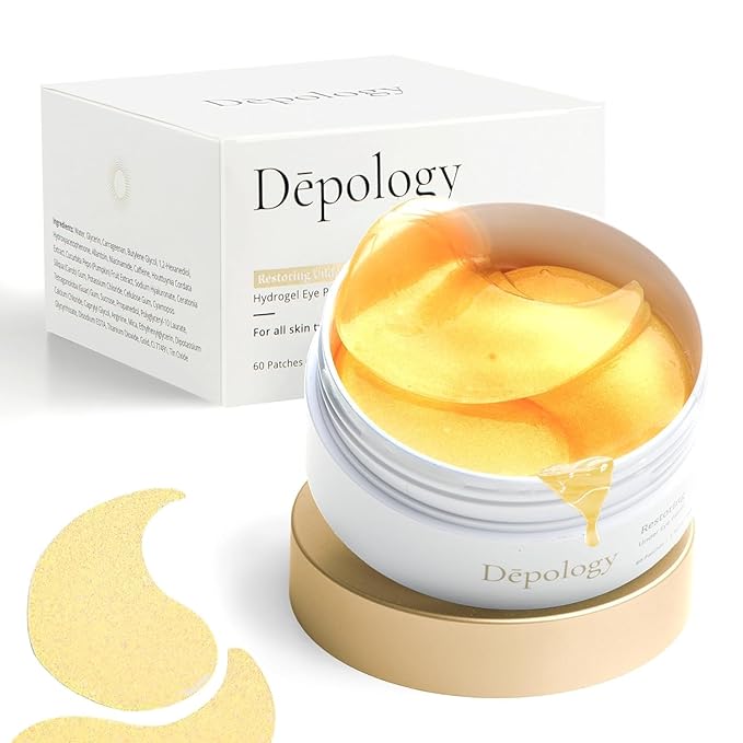 depology Restoring Hydrogel Under Eye Patch | 60 Patches | Brightening Caffeine Gold Pads for Dark Circles | Puffiness | Wrinkles | Refresh | Travel-VivaGrace Women