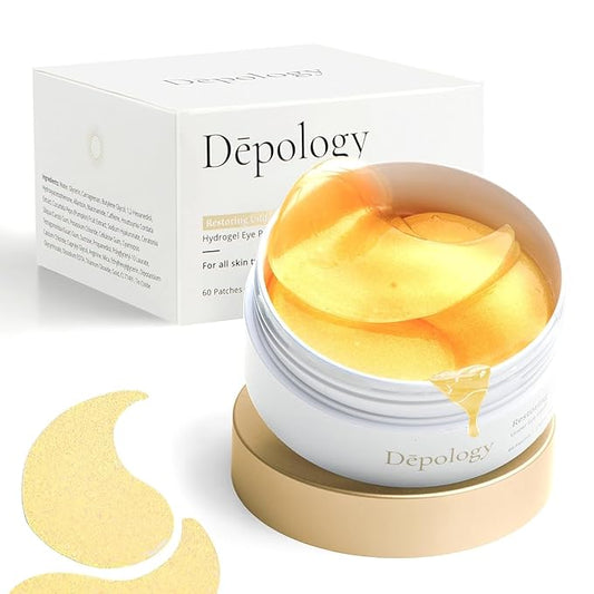 depology Restoring Hydrogel Under Eye Patch | 60 Patches | Brightening Caffeine Gold Pads for Dark Circles | Puffiness | Wrinkles | Refresh | Travel-VivaGrace Women