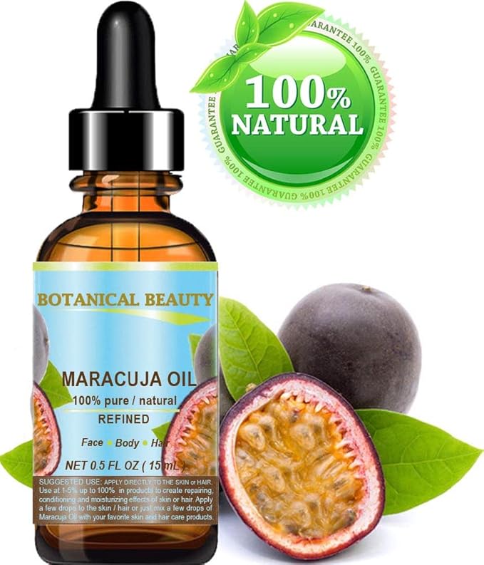 MARACUJA OIL 100% Pure Natural Cold Pressed Undiluted for Face, Skin, Hair, Body, Lip, Nails 0.5 Fl.oz.- 15 ml Rich in Vitamin C-VivaGrace Women