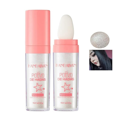 AKARY Body Glitter, Fairy Polvo De Hadas Shimmer Face Highlighter Powder & Blush Stick, Instant Glow Luminizer Duo, Glitter Face Hair High Gloss, Sparkle Smudge-Proof Highlighter Stick Party Makeup (#01 White Moonbeam)-VivaGrace Women