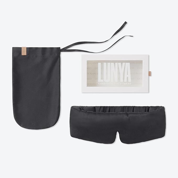 Lunya Sleep Mask with Box - Washable Silk Sleeping Mask and Headband for Beauty Routines - Thermoregulating Comfort for Restful Nights - Silk Eye Mask for Women - Large - Meditative Grey-VivaGrace Women