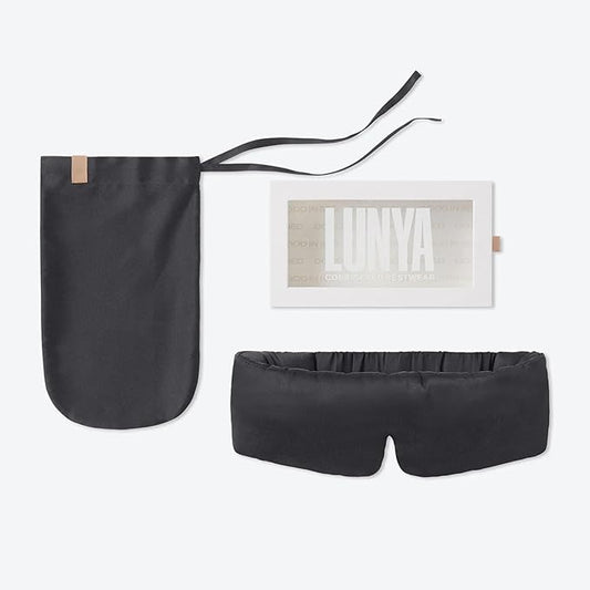 Lunya Sleep Mask with Box - Washable Silk Sleeping Mask and Headband for Beauty Routines - Thermoregulating Comfort for Restful Nights - Silk Eye Mask for Women - Large - Meditative Grey-VivaGrace Women