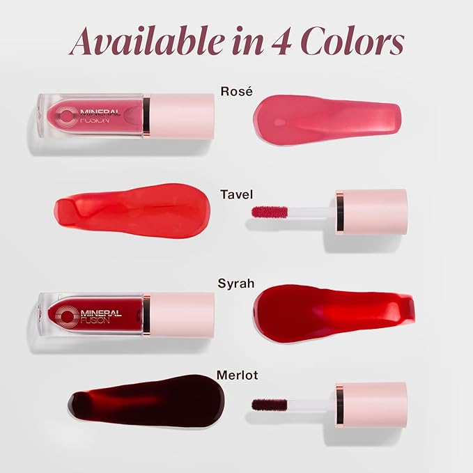 Mineral Fusion 2-in-1 Lip & Cheek Stain Syrah, 0.10 fl oz, Bright Red hydrating, long-lasting, matte lip and cheek color-VivaGrace Women