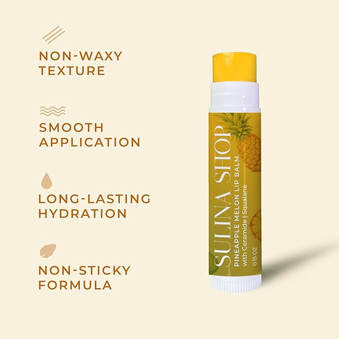 Pineapple Melon Lip Balm Hydrating & Nourishing Lip Moisturizer with Squalane, Castor Oil, Castor Oil, and Vitamin E, Smooth Application, Lip Care, Barrier Protection, Non-Waxy, Refreshing Scent-VivaGrace Women