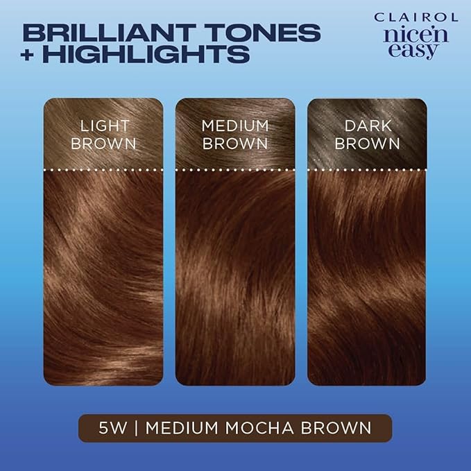 Clairol Nice'n Easy Permanent Hair Dye, 5W Medium Mocha Brown Hair Color, Pack of 3-VivaGrace Women