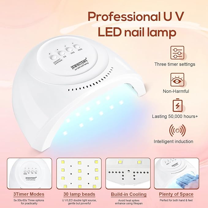 JEWHITENY Poly Extension Gel Kit With 48W LED Nail Lamp 14 Colors Builder Extension Gel All-in-One French Kit Nail Art Design Beginner Kit-VivaGrace Women