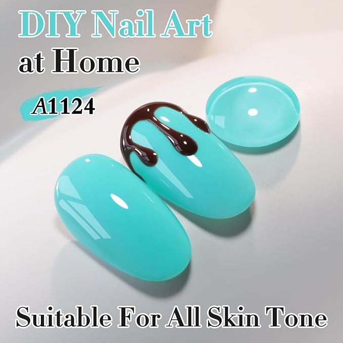 Double Rhythm 0.50 OZ Gel Polish Hema Free Same Color Same Bottle Golden Round Translucent Neutral Natural Milky 15 ML Jelly UV Polish Art DIY at Home (Pastel Blue-C1124)