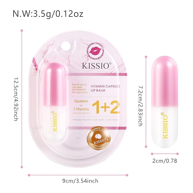 KISSIO Lip Balm,Long Lasting Nourishes and Hydration Lips,Vitamin Lip Balm with Cocoa Seed Butter,Macadamia Seed Oil and Vitamins,Lip care,Cruelty free,0.12 oz-VivaGrace Women