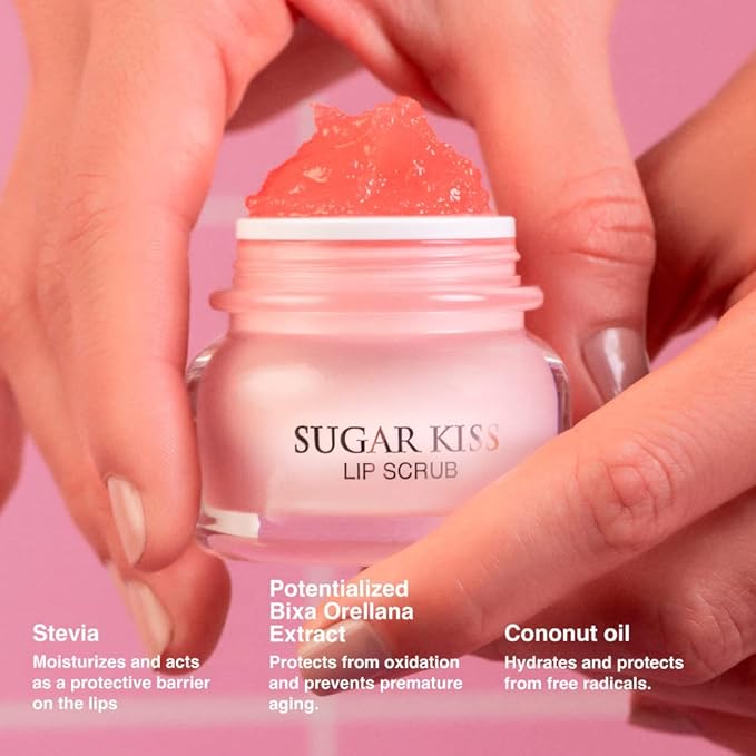 Infinitek Paris Sugar Kiss Watermelon Flavored Lip Scrub 2.4 oz / 68 g - Hydrating Lip Balm, Scrubber Exfoliator, Lip Mask, Lip Repair Treatment & Lightening Exfoliator for Dark Lips-VivaGrace Women