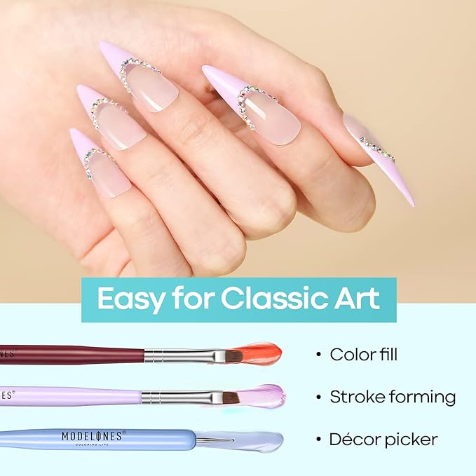 Modelones Nail Art Brushes Set, Nail Brush kit Gel Polish, Extension Gel, Liner, Carving, Apex Building, Dotting Pens Professional Tools for Drawing Painting 3D Design Salon & DIY Use-VivaGrace Women