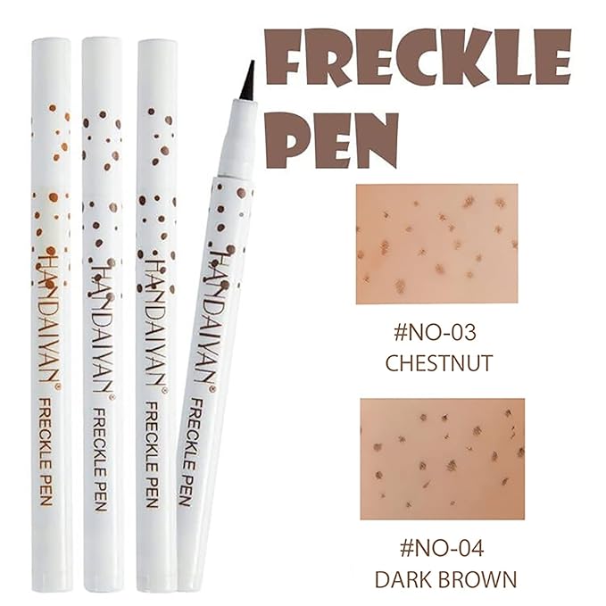 Freckle Pen 2 Colors, Natural Lifelike Freckle Makeup Pen Magic Freckle Color,Waterproof Longlasting Soft Dot Sopt Pen,for Natural Effortless Sunkissed Makeup-Chestnut&Dark Brown-VivaGrace Women