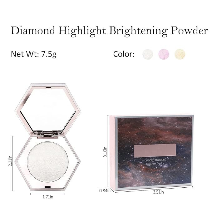 Erinde White Silver Face Highlighter Makeup Palette, Shimmer Glitter Highlighter Powder for Face Body, Natural Glossy Highlight Makeup Illuminator Highlighter Palette, Long-Lasting, Lightweight, 01#-VivaGrace Women