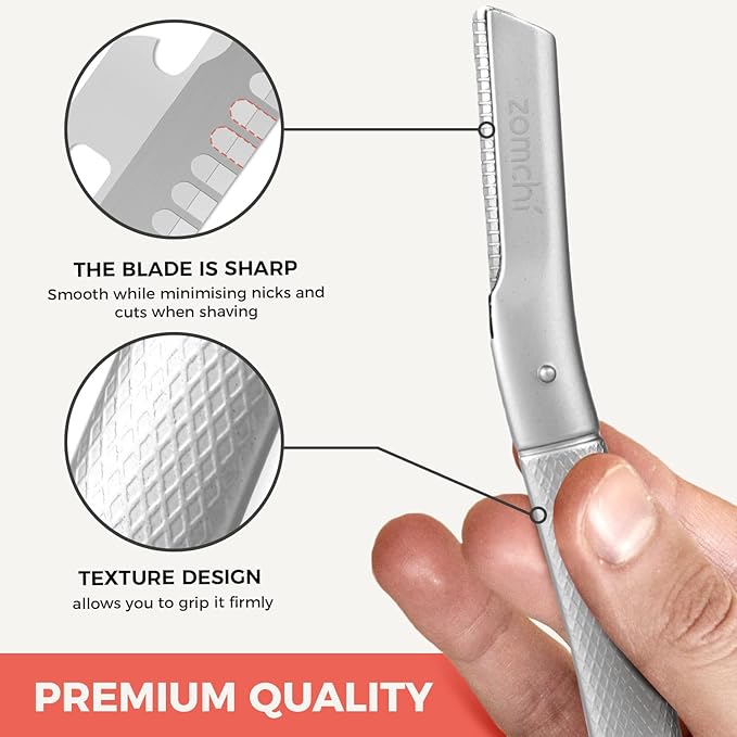 ZOMCHI Eyebrow Razor, Face Razors for Women&Men, Eyebrow Trimmer Shaper with Precision Cover,Facial Shaver with 6 Blades (Silver)-VivaGrace Women