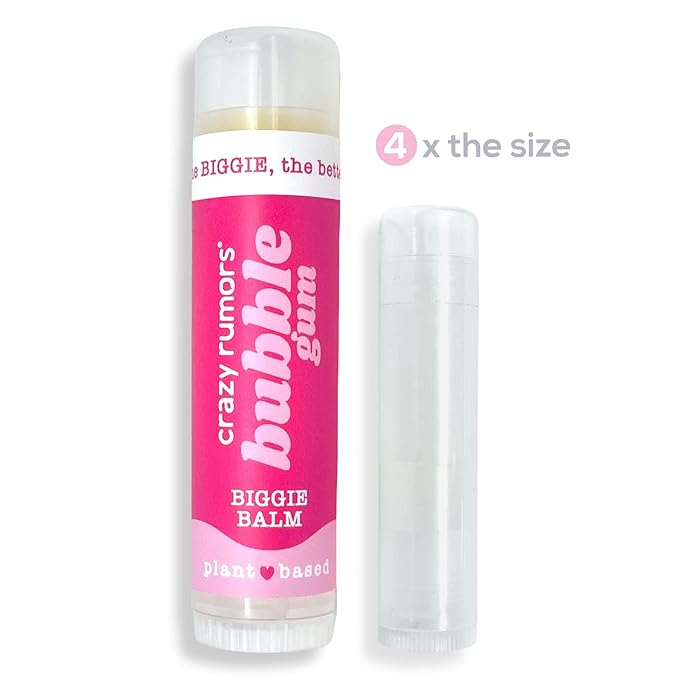 Crazy Rumors Biggie Bubble Gum Flavored All Natural, Plant Based Lip Balm to Moisturize and Nourish your Lips - Bubble Gum Tube 0.6 oz (4x Larger than standard 0.15 oz lip balm)-VivaGrace Women